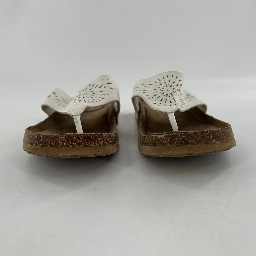 Yuu Womens White Flip Flop Thong Cork Flat 8 Sandal Philis Sunburst Cutout 9.5 M
